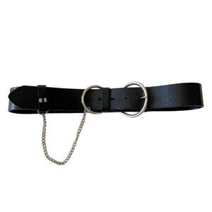 Danier Black Leather Chain Detail Belt | Italian Leather | Size Large